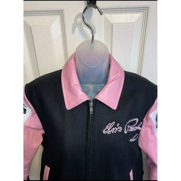 Vintage Elvis Presley Limited Edition Womens Black Pink Jacket W/ Graphic Sleeve - Picture 9 of 10